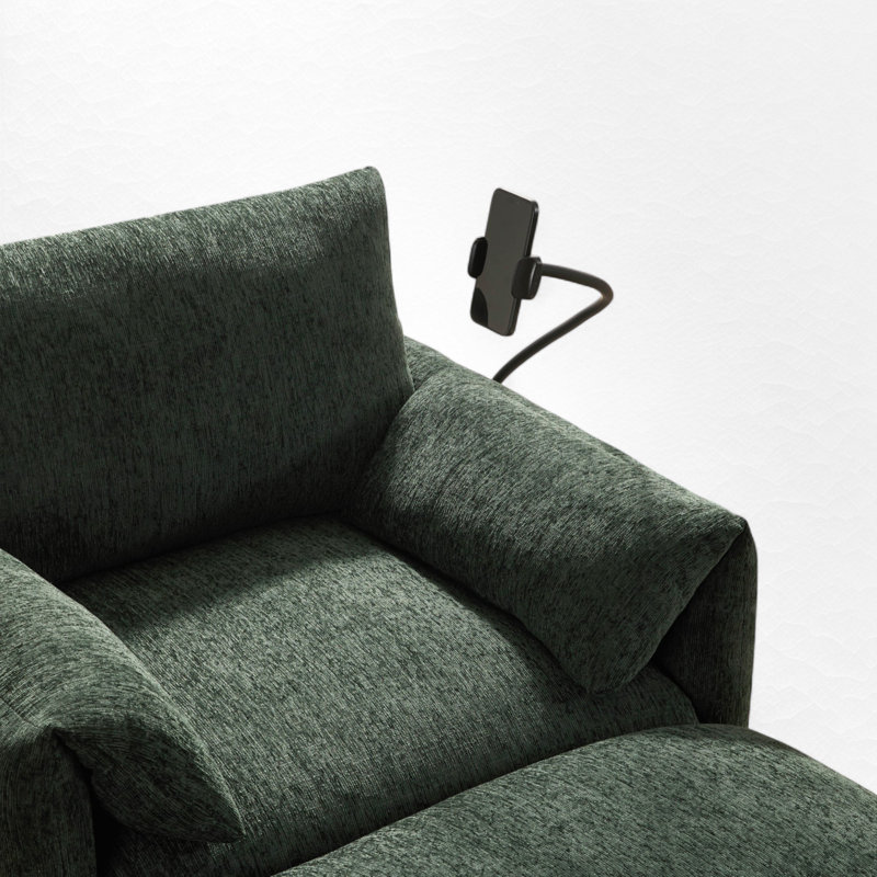 Fauteuil d'appoint rembourré avec repose-pieds avec rangement, Vert