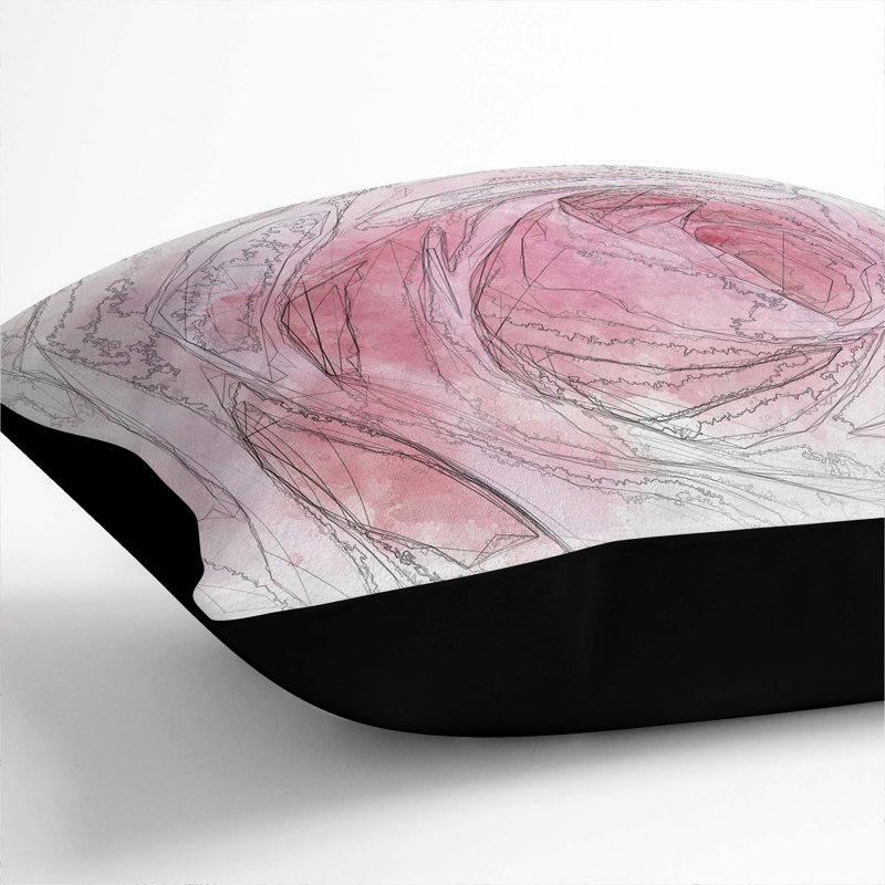 Abstract Square Cushion, 40cm H x 40cm W x 15cm D, Black