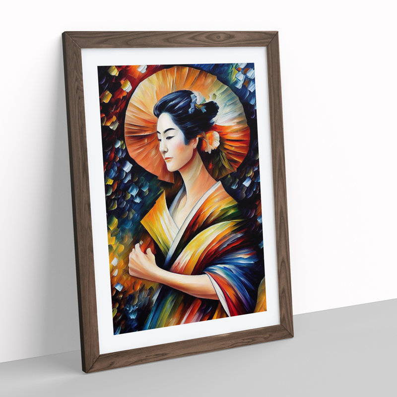 Portrait Of A Geisha No.1 - Single Picture Frame Painting, 64cm H x 46cm W x 2cm D, Walnut Framed