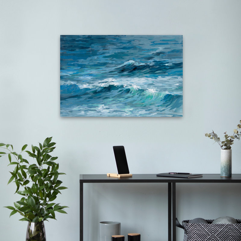 Bleu profond bord de mer bleu gris blanc turquoise bord de mer, H 24 po x l 16 po