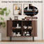 Buffet Buffet avec rangement, armoire de rangement cannelée noire avec bord arrondi et portes coulissantes, café, console d'appoint avec crédence pour la vie, la cuisine, le couloir-236896398