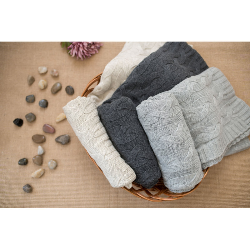 Hampton Knitted Throw Blanket, Beige