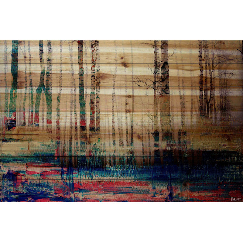 « shaded colors » par parvez taj,, reproduction d’art sur bois de pin naturel, H 30 po x l 45 po x P 1,5 po