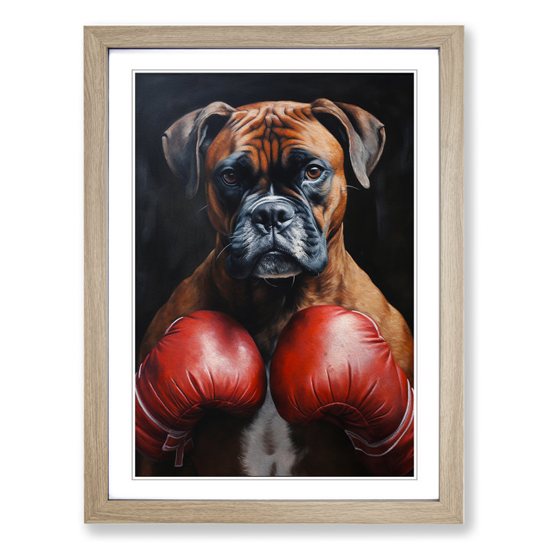 Boxer Dog Realism Art - Framed Print, Oak Framed, 34cm H x 25cm W x 2cm D
