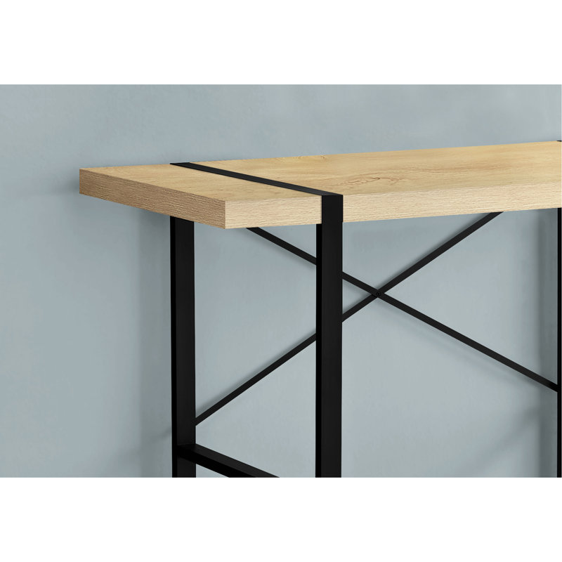 Bureau industriel - 49 po. Surface en stratifié naturel et pieds en métal noir., H 30,69 po x l 24,37 po x P 49,79 po
