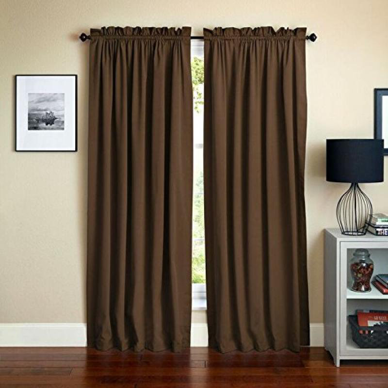 Currahee Cotton Blend Room Darkening Curtain Pair, 52" W x 108" L, Chocolate