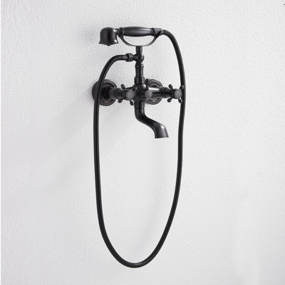 9777-ATI Robinet de baignoire à pattes Fixation murale robinet de douche à main à poignée double