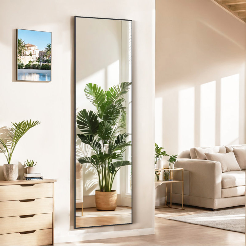 Miroir mural Ishanvi, 59 po x 16 po, Noir