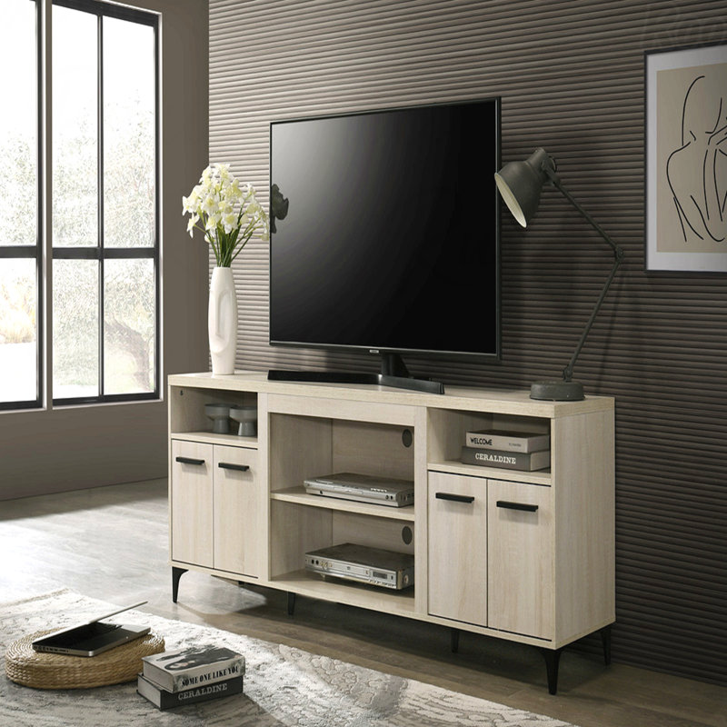 70"W Oak Finish 4-Door TV Stand