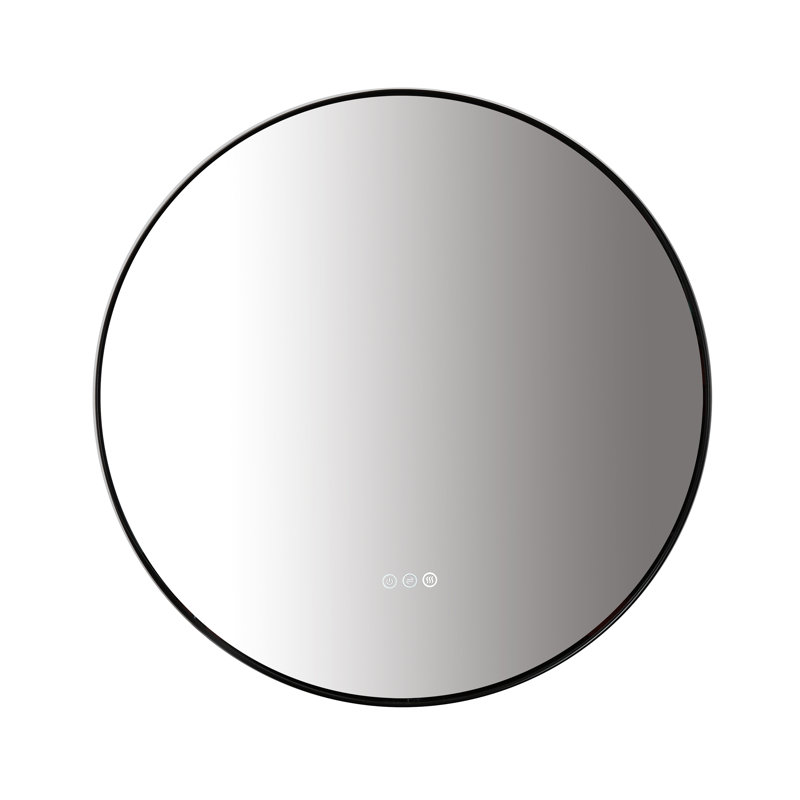 Shell LED Mirror, Matte Black, Round, 35.43" x 35.43"
