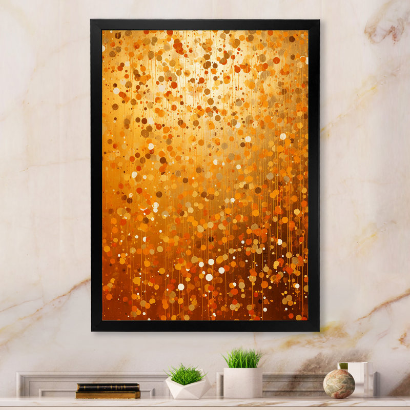 Abstract Dot Radiance II - Collages abstraits, art mural, Cadre simple noir, H 44 po x l 34 po x P 1,5 po