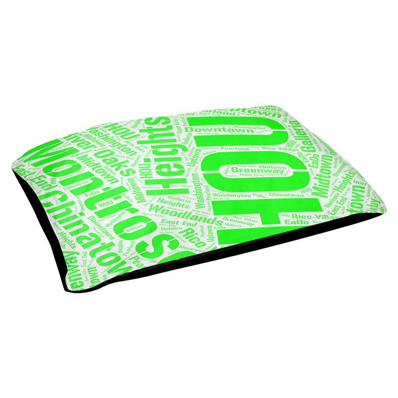 Coussin de chien « districts », Moyen (H 9,5 po x l 28 po x P 18 po), Vert, Houston