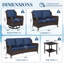 Ensemble de conversation pour 7 personnes avec coussins bleus-623912578