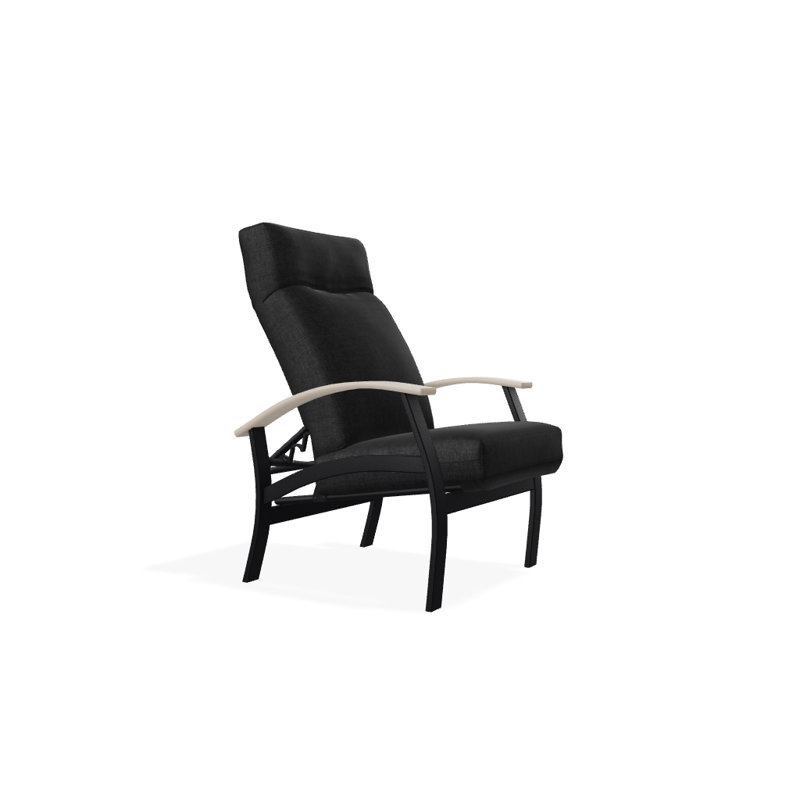 Chaise de patio inclinable avec coussins Askar, Tissage uni ardoise coulée Sunbrella®, Désert P60, Noir texturé