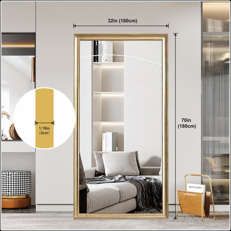 Miroir de plancher 32 po x 70 po avec cadre en bois artificiel, design élégant et durabilité, un incontournable pour les chambres à coucher, les magasins de vêtements et les salons