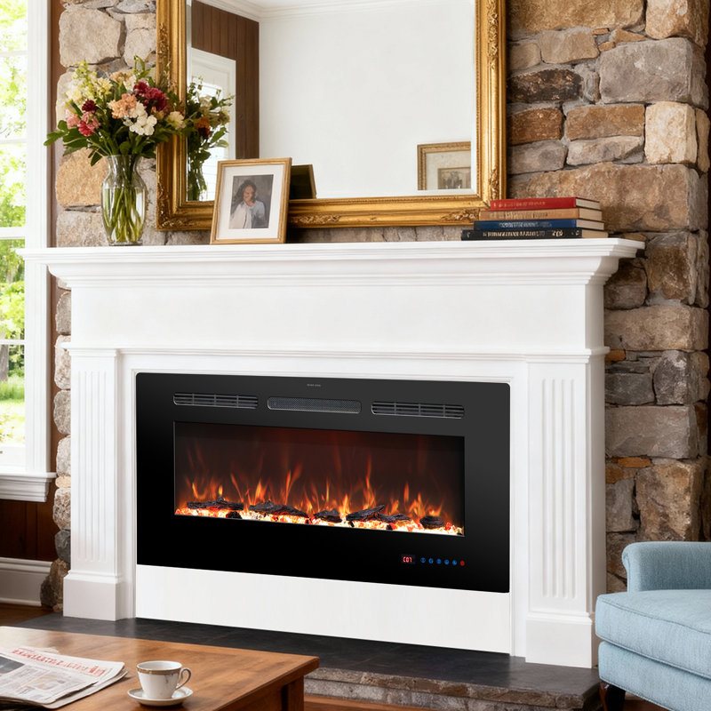 Metro Lane Black Electric Fireplace, 45cm H x 106.7cm W x 13.98cm D