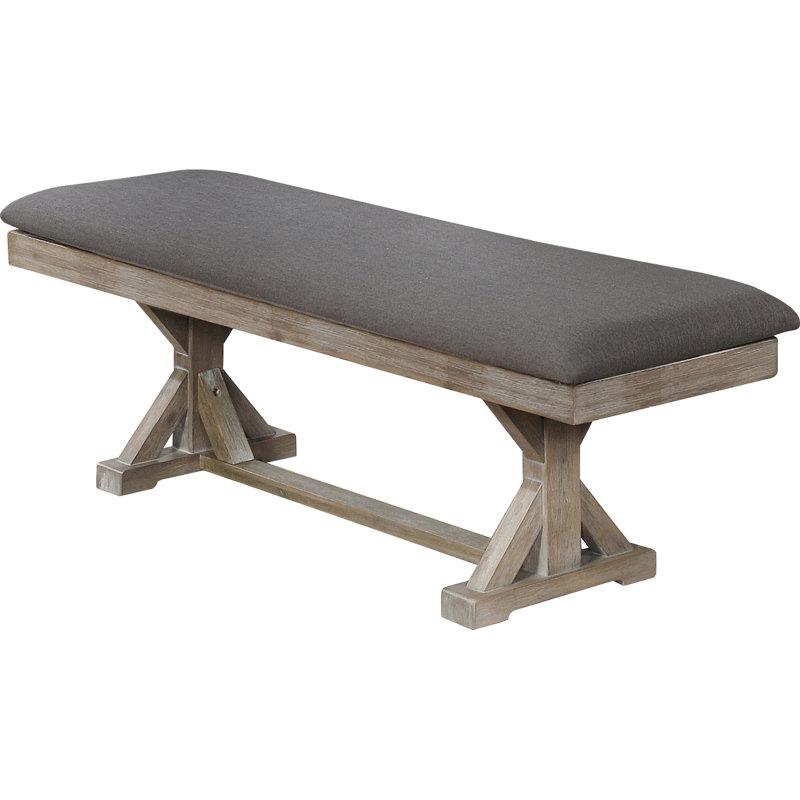 Buford Linen Blend Upholstered Bench, Gray