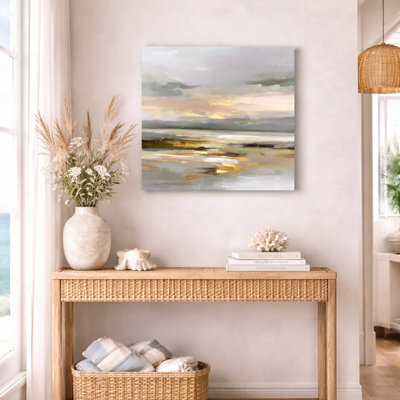 Quiet Shoreline Glow Wrapped Canvas Wall Art