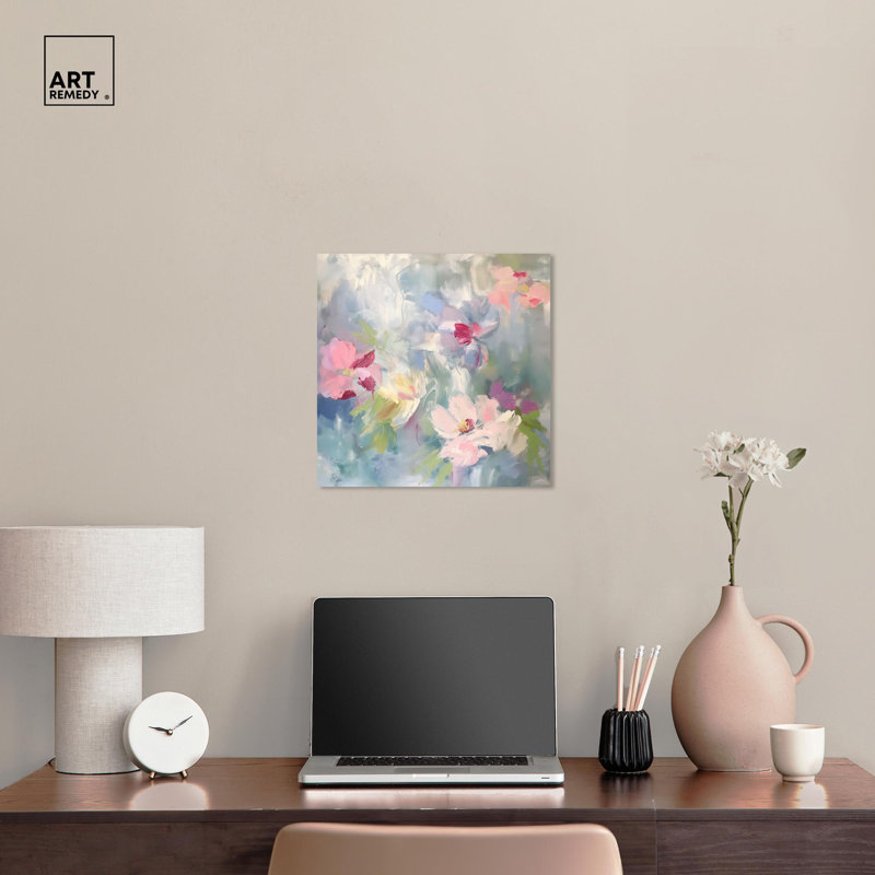 Fractal Flowers Canvas Floral Abstract Art by Art Remedy, 16" H x 16" W x 1.5" D, Wrapped Canvas