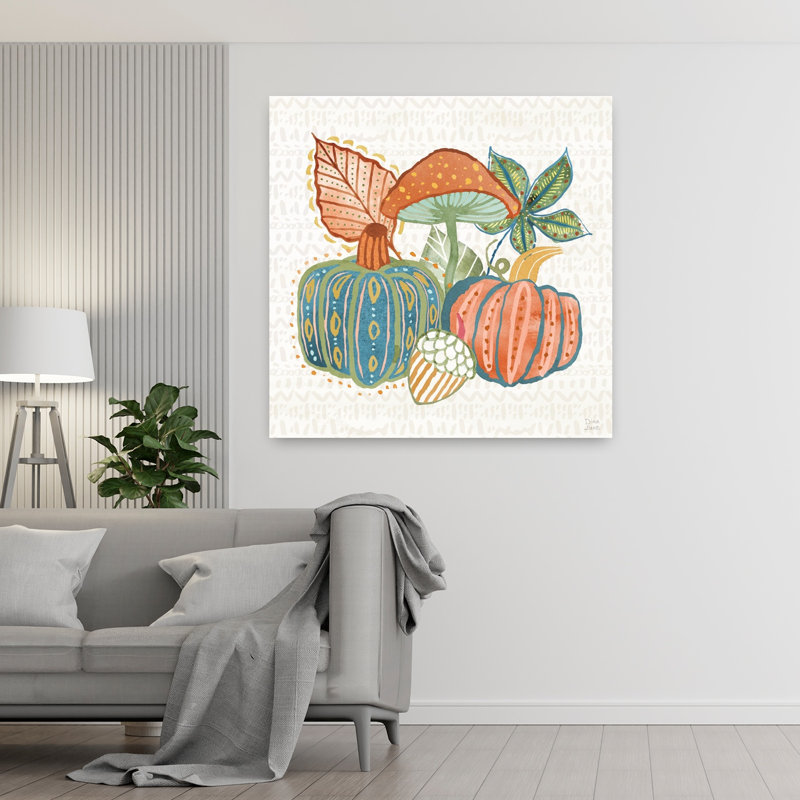 Moisson fantaisiste de récolte, art abstrait d'automne, H 48 po x l 48 po
