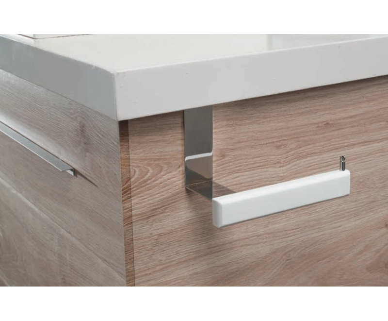 MEUBLE porte-papier chromé/bois blanc (Natura), Chrome / bois blanc