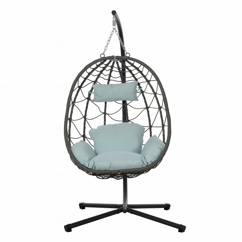 Patio Wicker Hanging Egg Chair With Stand, Indoor Outdoor Swing For Bedroom Living Room Balcony