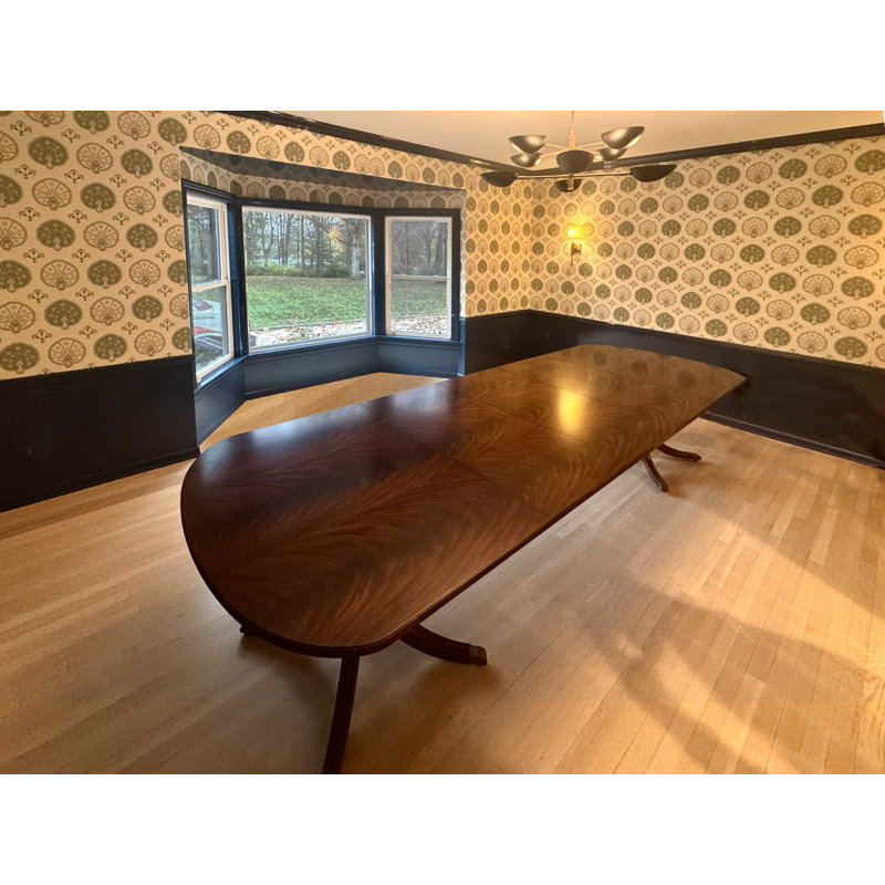 Traditional 12 Foot Double Pedestal Mahogany Dining Table For Seating 14 People