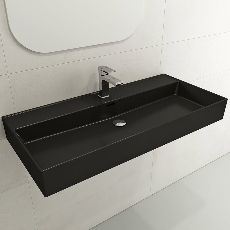 Milano Bathroom Sink, Matte Black, Matte Black