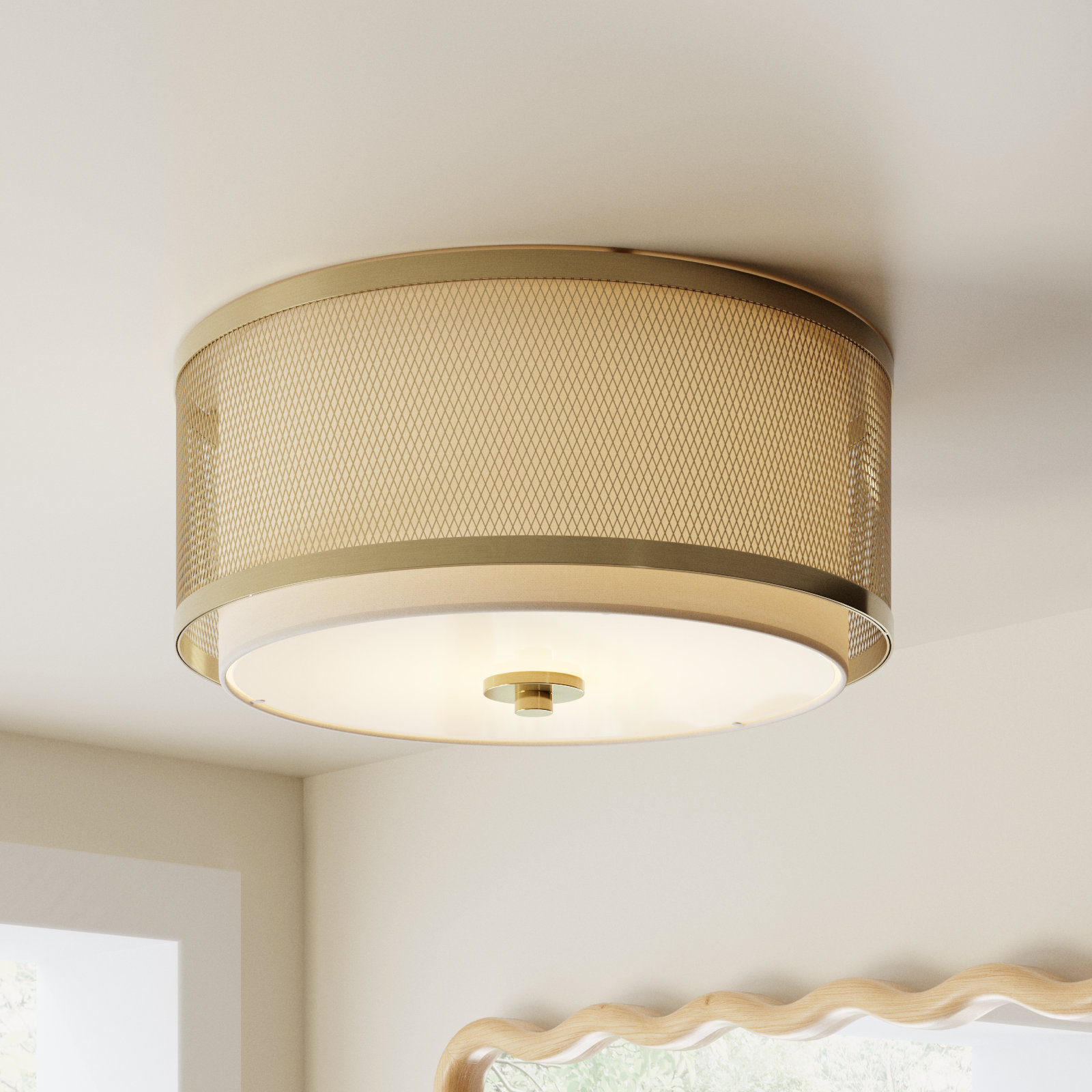 Brett 3 Light Fabric Flush Mount