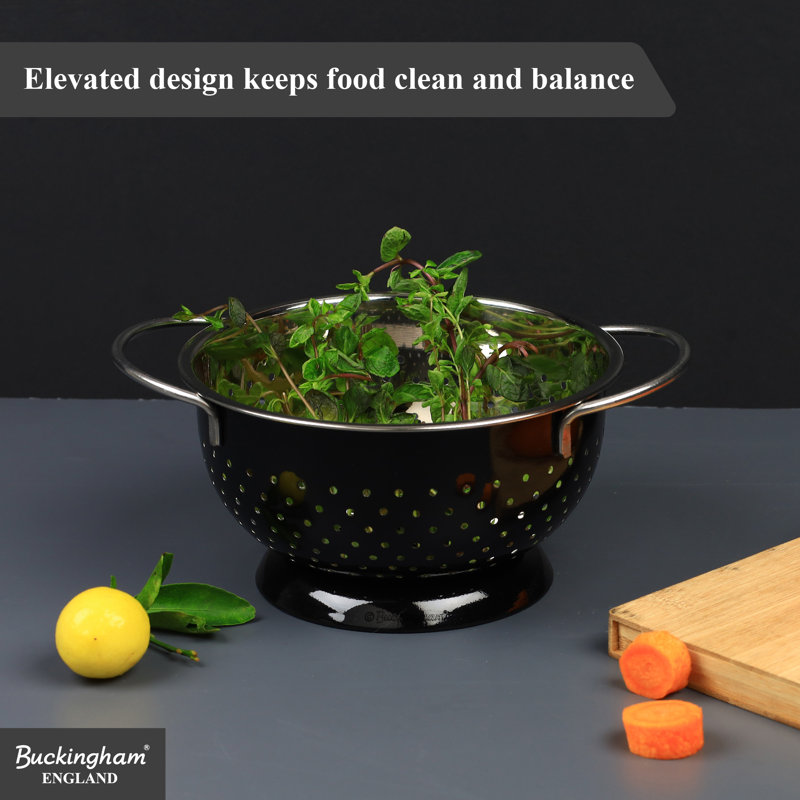 Buckingham Stainless Steel Colander, Black