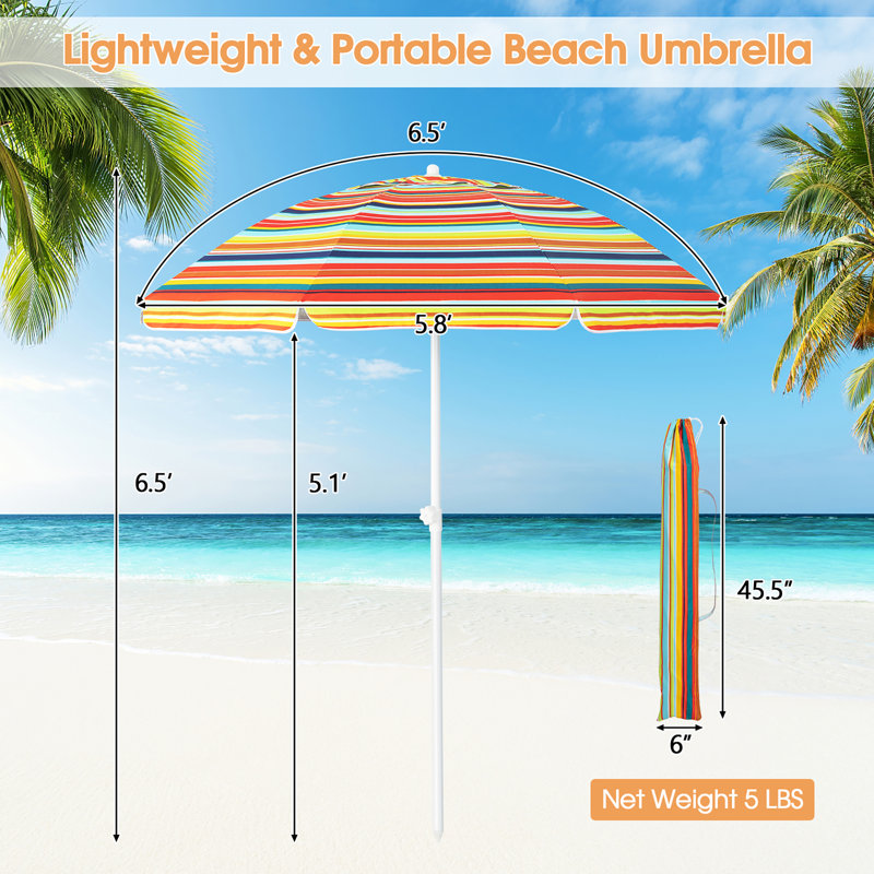 Parasol de plage 6 pi 6 po Missie, Jaune