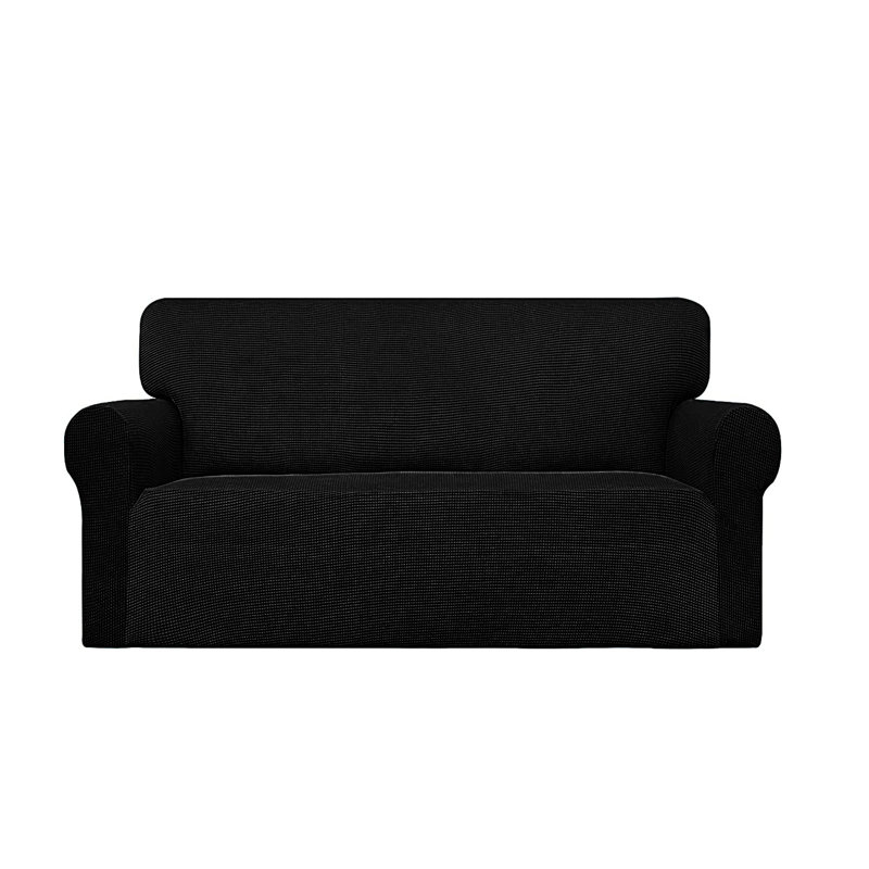 Ensemble de housse pour canapé et causeuse 2 pièces, Mélange de polyester noir