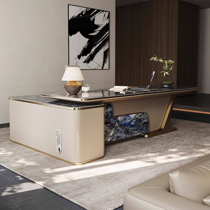 Bureau de direction 86,61 "luxueux et haut de gamme bleu, H 30,71 po x l 86,61 po x P 62,99 po