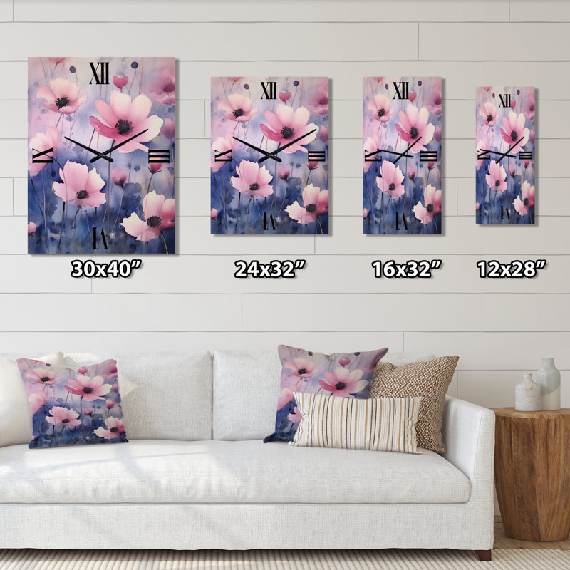 Horloge murale rose et bleu Wilflowers, Médium