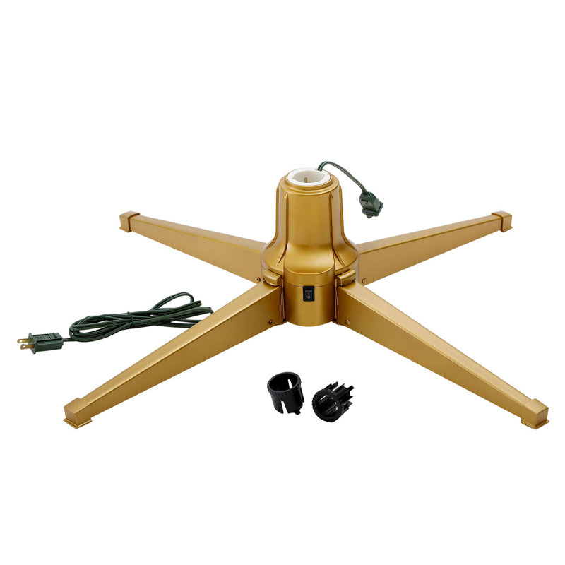 The Holiday Aisle® Stanley Pine Artificial Christmas Tree, with Metal Base Stand, Green/Gold