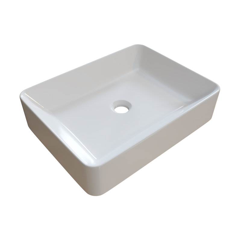 Lavabo de salle de bain rectangulaire en céramique, Blanc