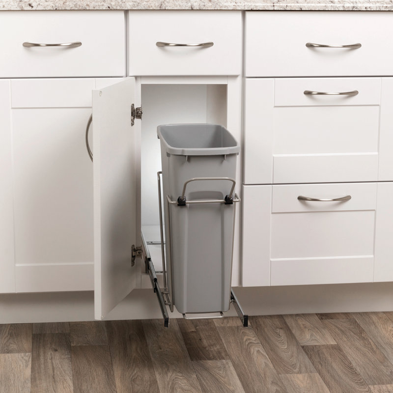 Real Solutions RS-PSW9-1-20-W 20 Qt. Poubelle escamotable, Gris, 20 pte