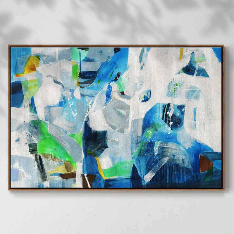 " Down The Rapids ", 25" H x 37" W x 2" D, Walnut Floater Framed Canvas