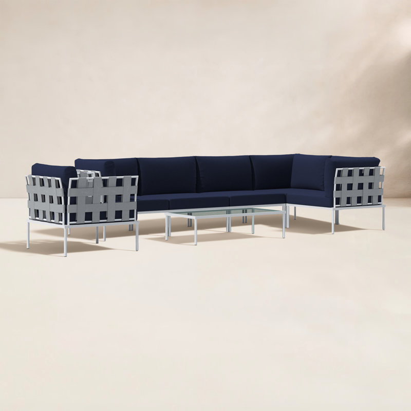 Ensemble modulaire avec coussins 7 pièces Harmony, Bleu marine