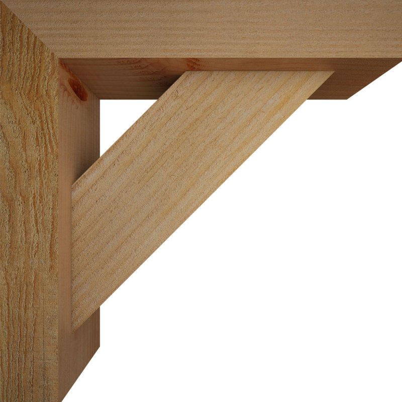 Traditional Block Bracket w/ Offset Brace, 14 x 14, 4"W Douglas Fir (Rough Sawn)