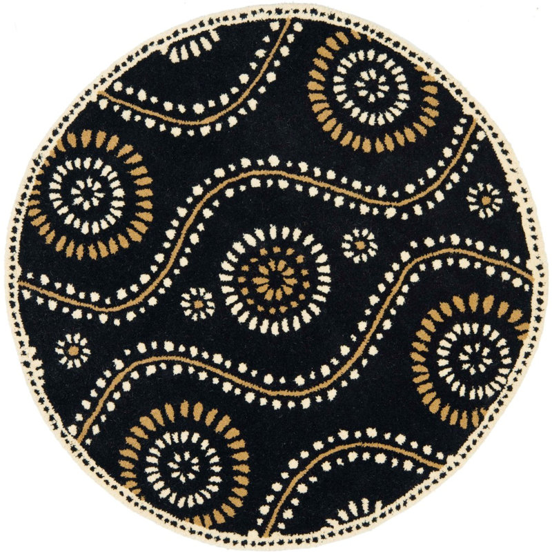 Coreatha Martha Stewart Hand Tufted Wool Geometric Rug, Round 4'