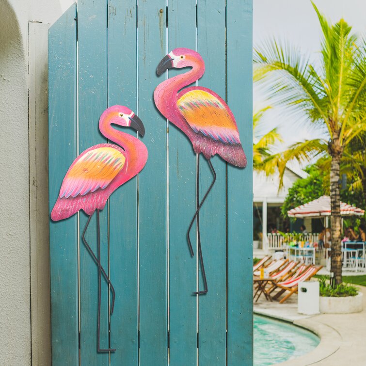 Cast Iron Pink Flamingo Tropical Beach Coastal Vibes Freestanding Weighted Base Paper Towel Holder Bay Isle Home