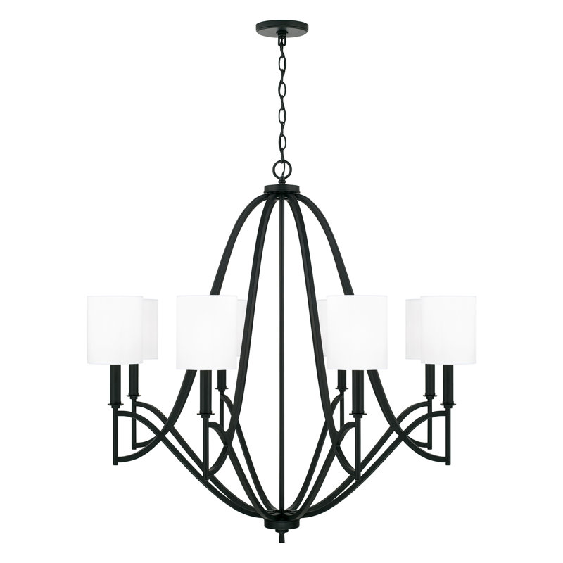 Sylvia Matte Black 8-Light Candle Chandelier