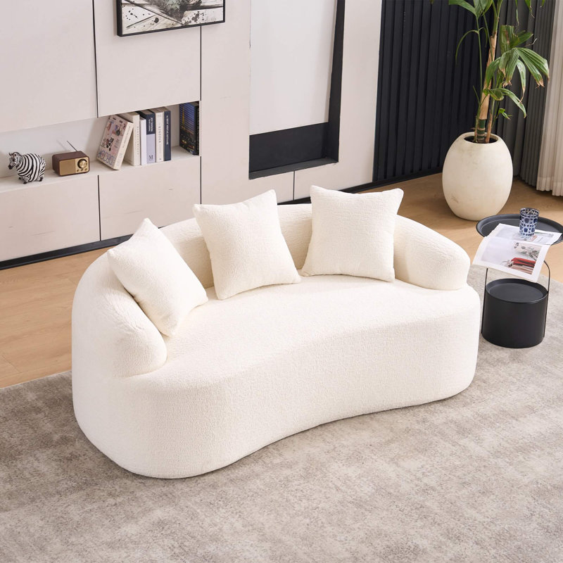 Causeuse incurvée 65 po en 65 po - sans assemblage avec mousse à compression 30D, Beige