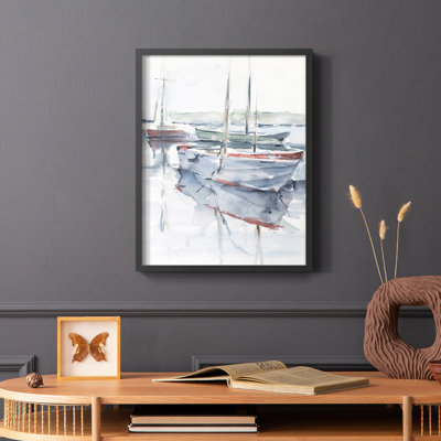 Watercolor Harbor Study I, reproduction encadrée - bois massif