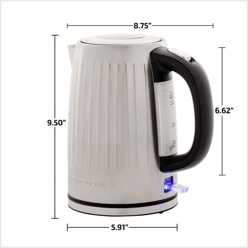 Silver Stainless Steel 1.7L Electric Kettle with Auto Shut Off