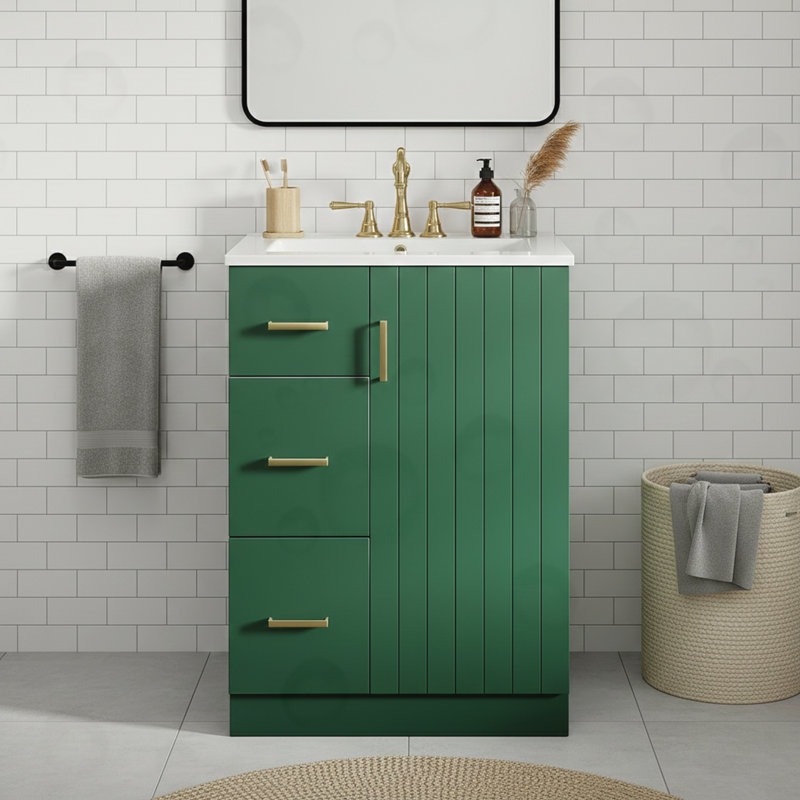 Meuble-lavabo avec 2 tiroirs, Vert