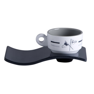 Ensemble de 6 tasses et soucoupes espresso en mélamine - bienvenue à bord