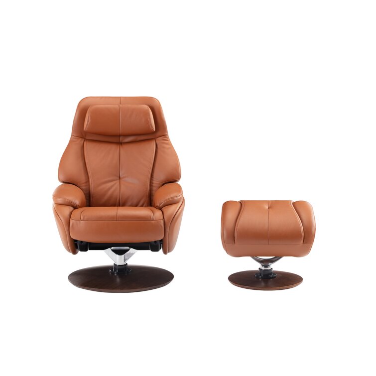 Recliner Chair with Ottoman Swivel Recliner w/ Headrest and Lumbar Support