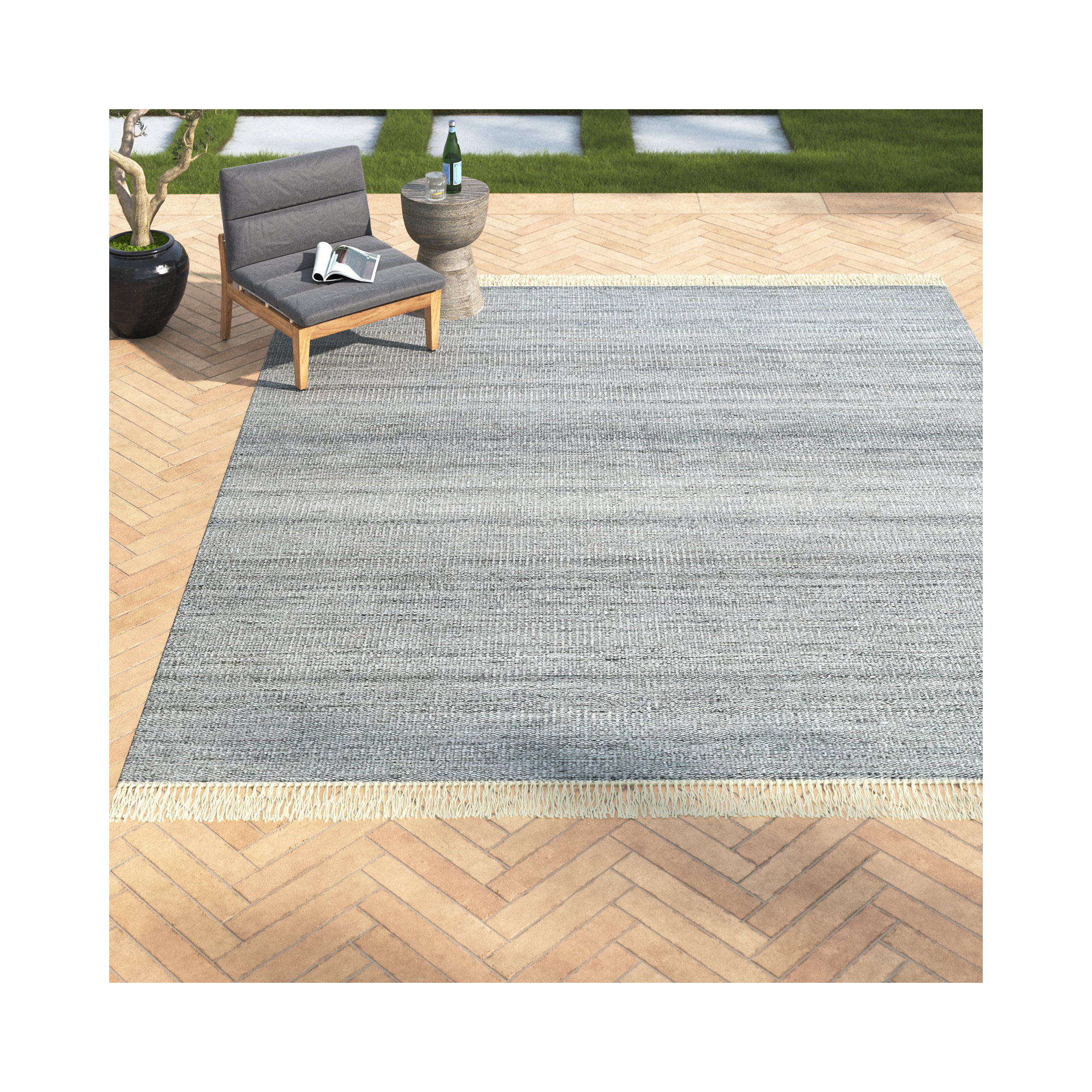 Cassandra Hand-Woven Indoor/Outdoor Area Rug, Rectangle 5' x 8'